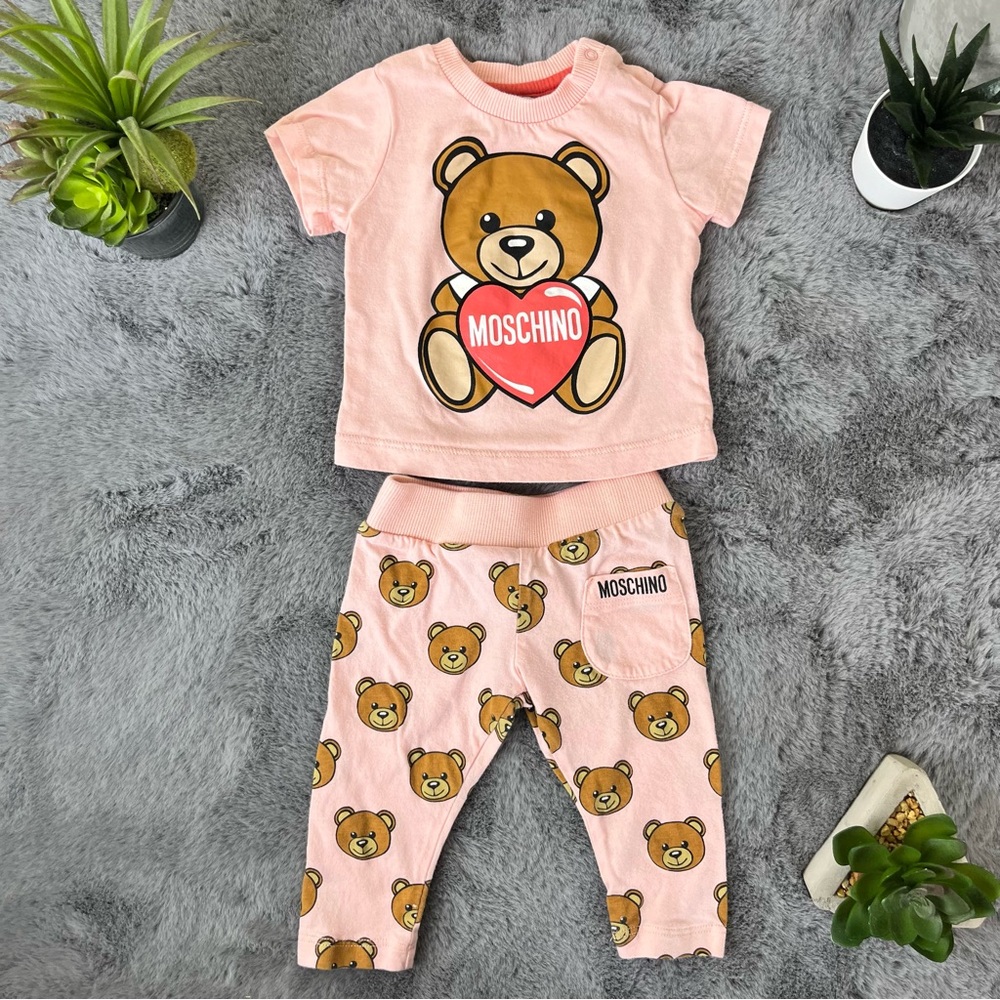 Moschino Baby Bear Pink Outfit with Tee Shirt and Pants - 3-6M
